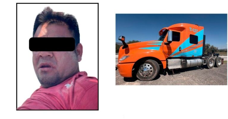 Robo de tractocamión en Pachuca termina en persecución y un detenido